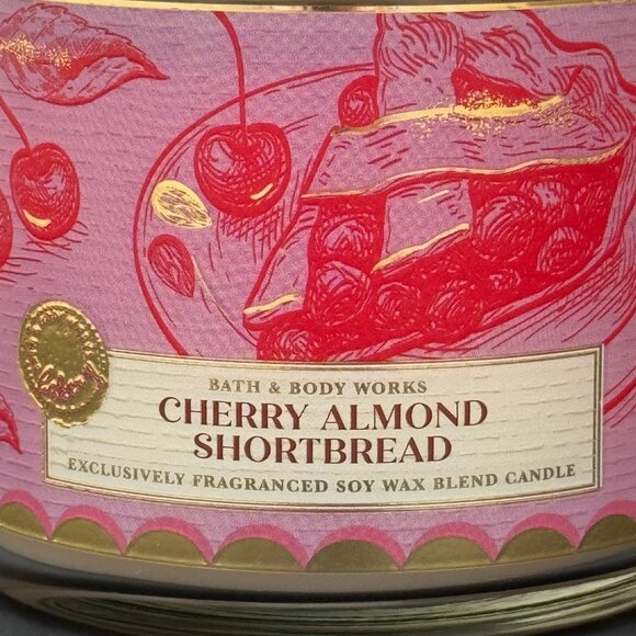 BBW Cherry Almond Shortbread Bath & Body Works 3 Wick Candle - Picture 3 of 10